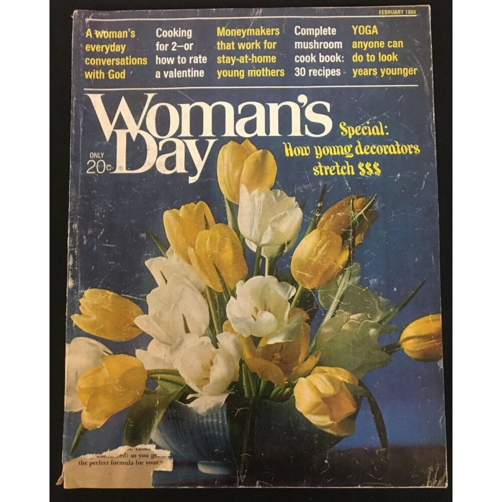 Woman's Day VINTAGE February 1969 Vol. 32 No. 5 Cooking for 2 Mushroom Cookbook